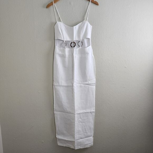 NEW Rumer The Label Bridget Ring Maxi Elegant White Linen Cutout Dress - Picture 5 of 15